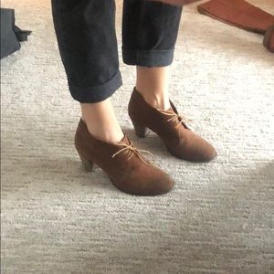 Brown heeled booties